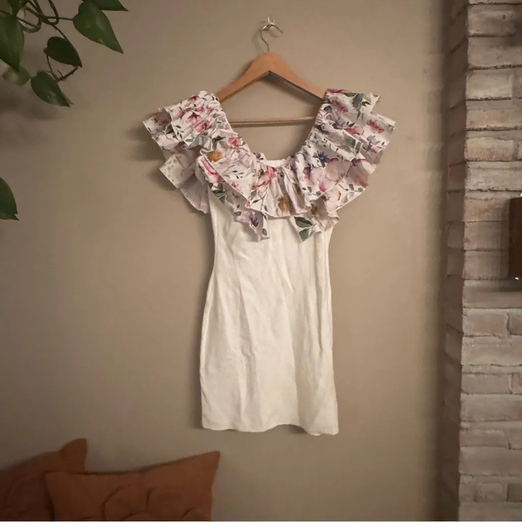 FATE Floral Mini Dress White - Image 2