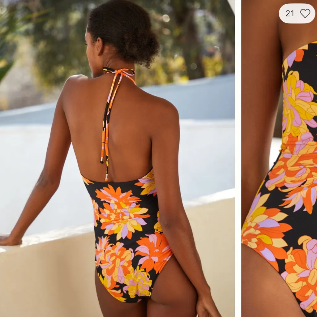 Anthropologie Seafolly Palm Springs Lace-Up Cutout One-Piece Swimsuit in US 4 - Image 2