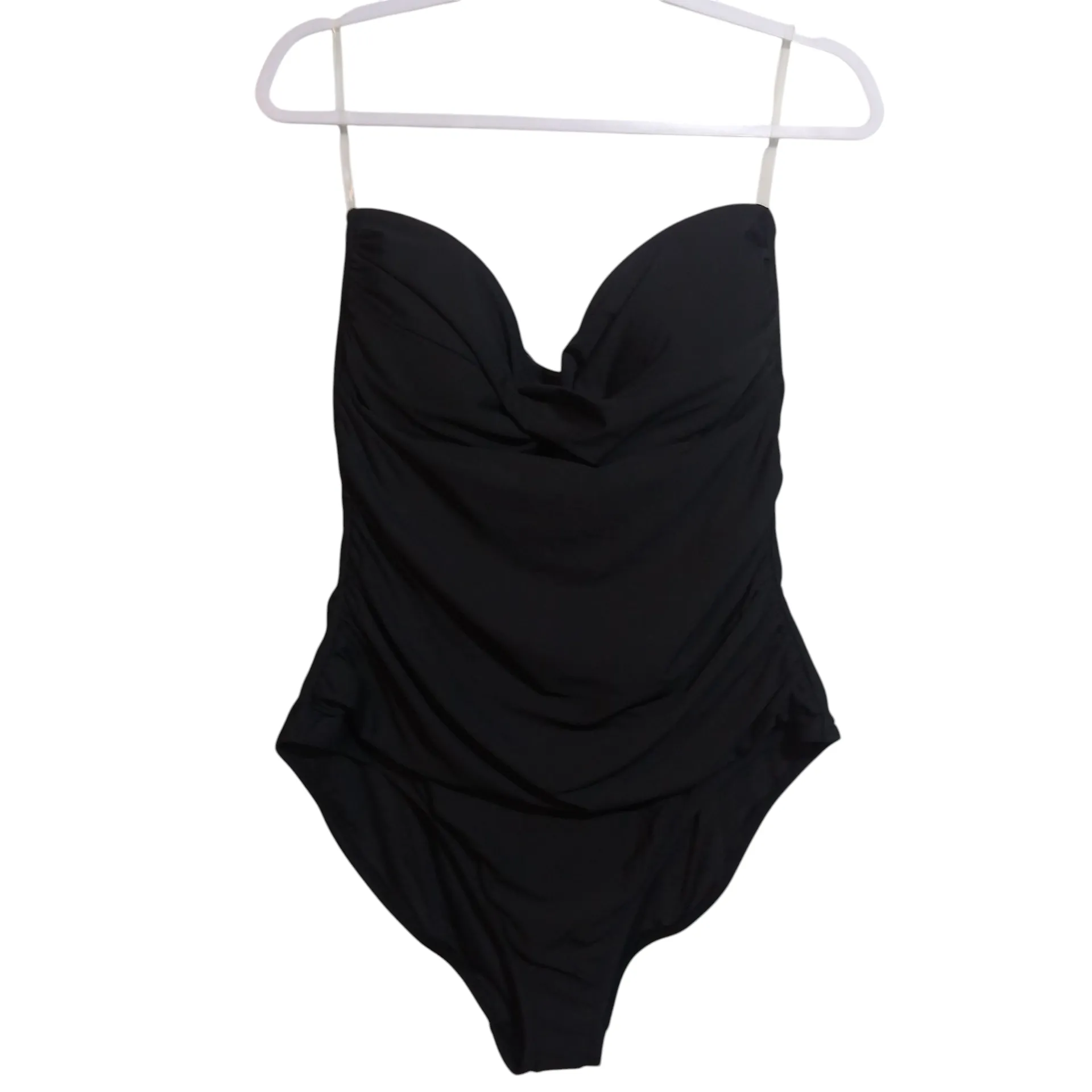 Anne Cole Black Twist Front Shirred One Piece Strapless Swimsuit Size XXL - Image 2