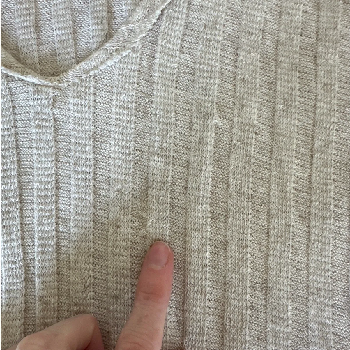 Reformation - Ribbed Long Sleeve Sweater Mini Dress in Gray Beige - Image 3