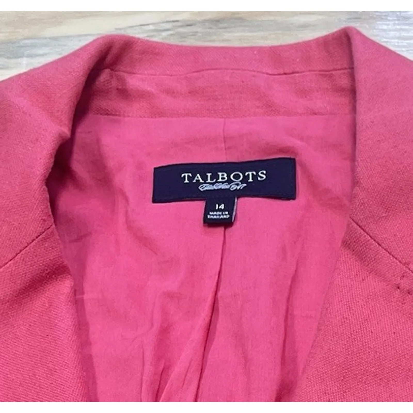 Talbots Linen Blend Blazer Size 14 Orange Coral Career Beachy Preppy Minimalist - Image 4