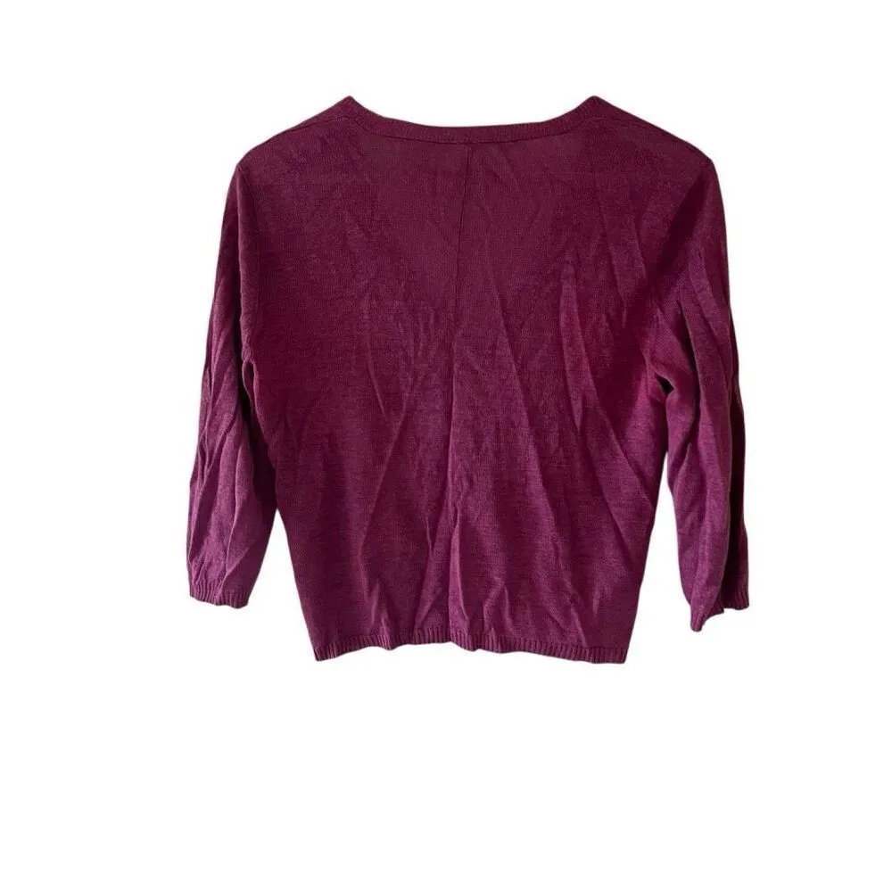 Eileen Fisher purple linen button up sweater XS - Image 2