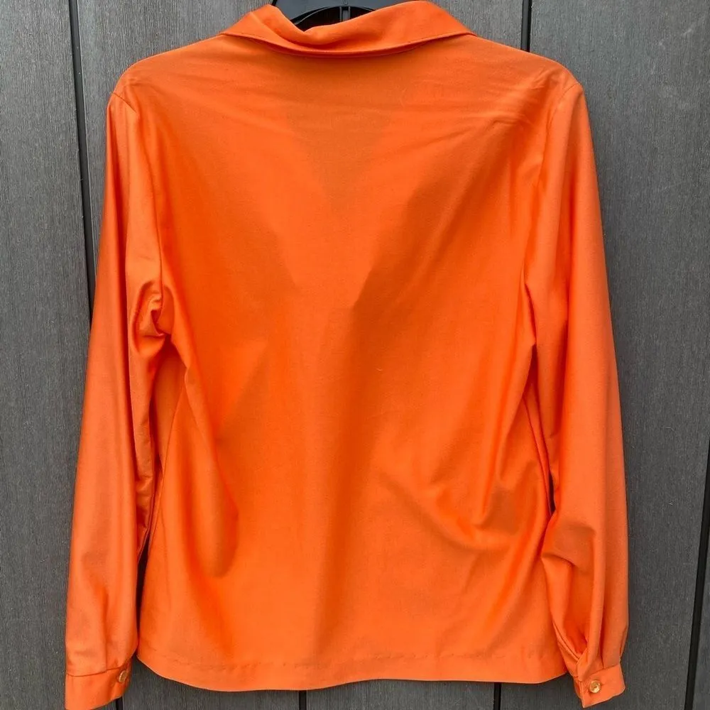 Vintage Lee Mar Polyester Blouse‎ Orange Size M - Image 4