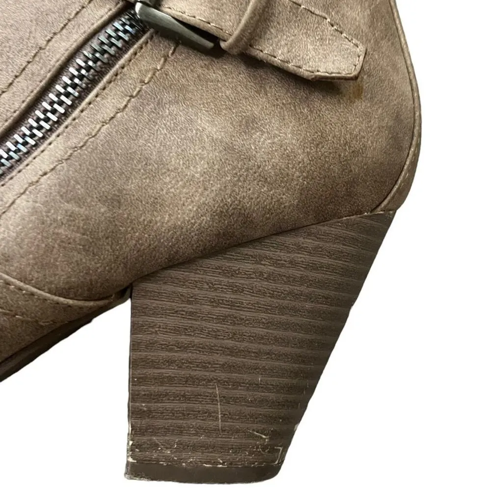 Guess Ankle Boot Womens 8M Brown Dual Side Zippers Buckle Edgy Simple Casual - Image 4