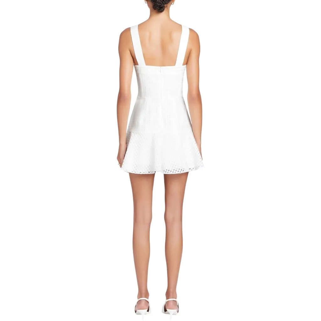 Amanda Uprichard ANNALISE White MINI DRESS IN GINGHAM ORGANZA - Size‎ Medium - Image 4