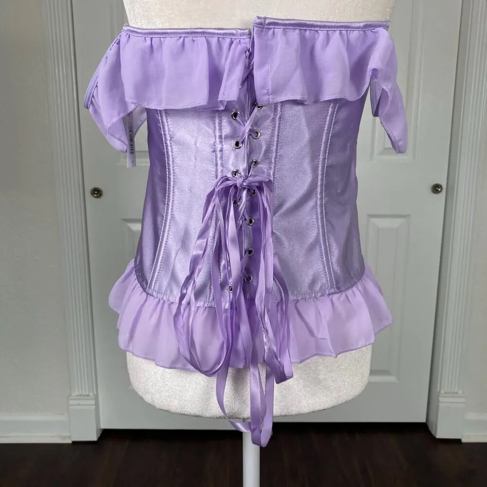 Whimsical Fairy Purple Lilac Satin Off The Shoulder Corset M NWT - Image 10
