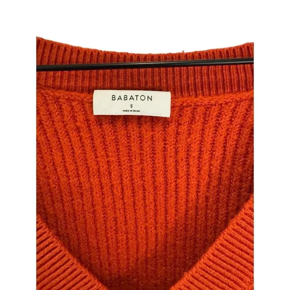 Babaton  Aritzia 100% Wool Oversized V Neck Pullover Ribbed Sweater Size Small‎ - Image 3