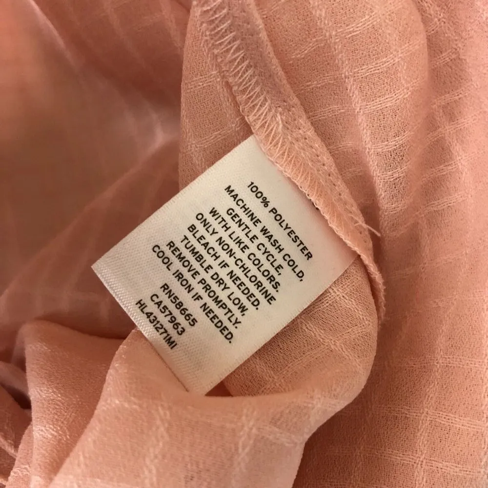 Chelsea28 Womens Wrap Top Sheer Geometric Ruffle Long Sleeve Blush Pink XS - Image 4