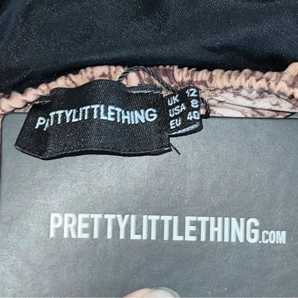 PrettyLittleThing Stone Print Patterned Wide Leg Halter Neck Jumpsuit-Size 8 - Image 10