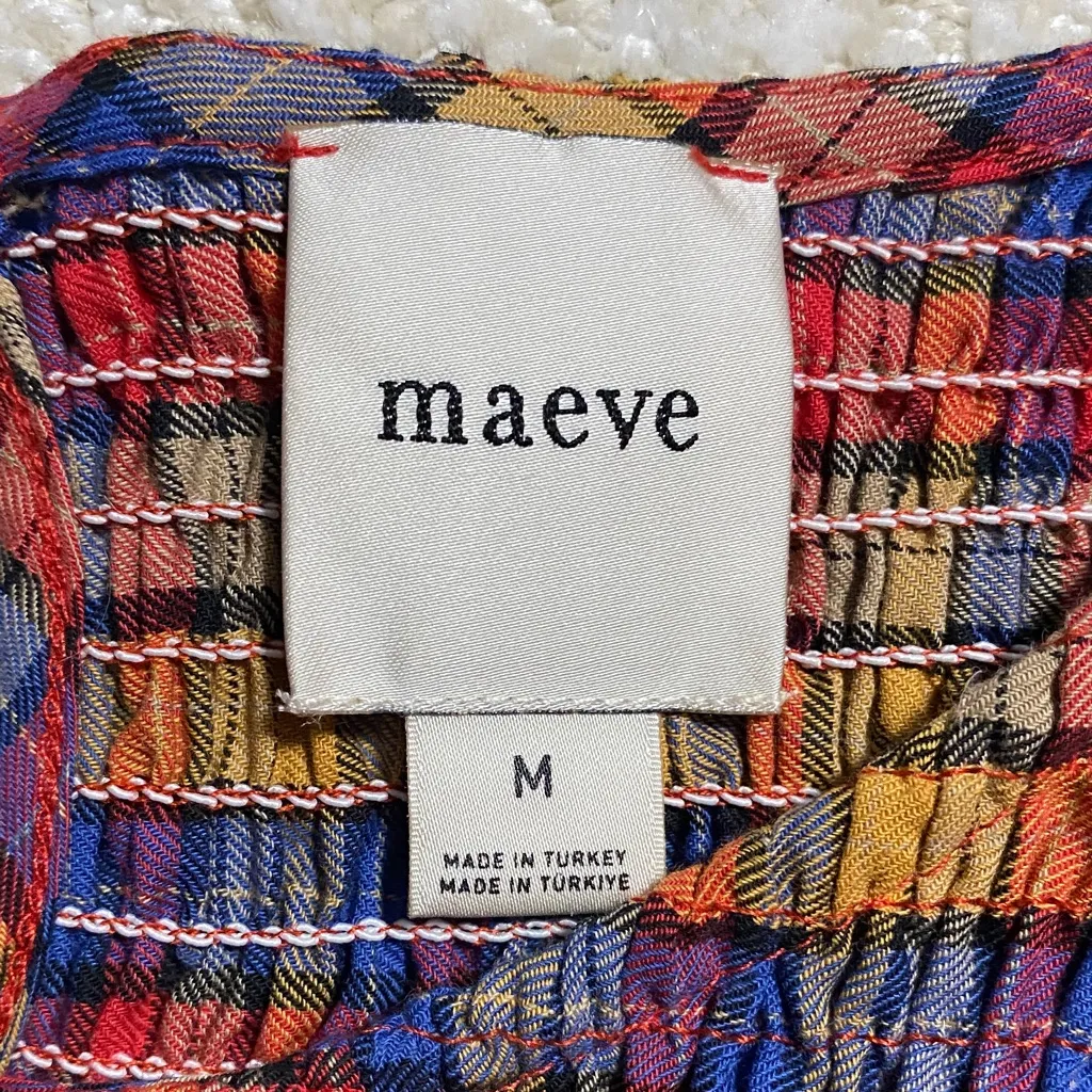 Stylish Plaid Long Sleeve Blouse Red Size M - Image 9