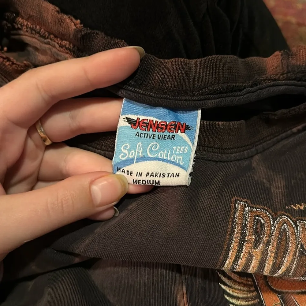 WELL WORN DISTRESSED VINTAGE ACID WASH IRON HORSE MOTORCYCLE TEE Black Size M - Image 2