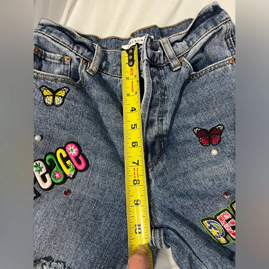 PACSUN BAGGY JEAN for women size 25 CUSTOM patch work - Image 11