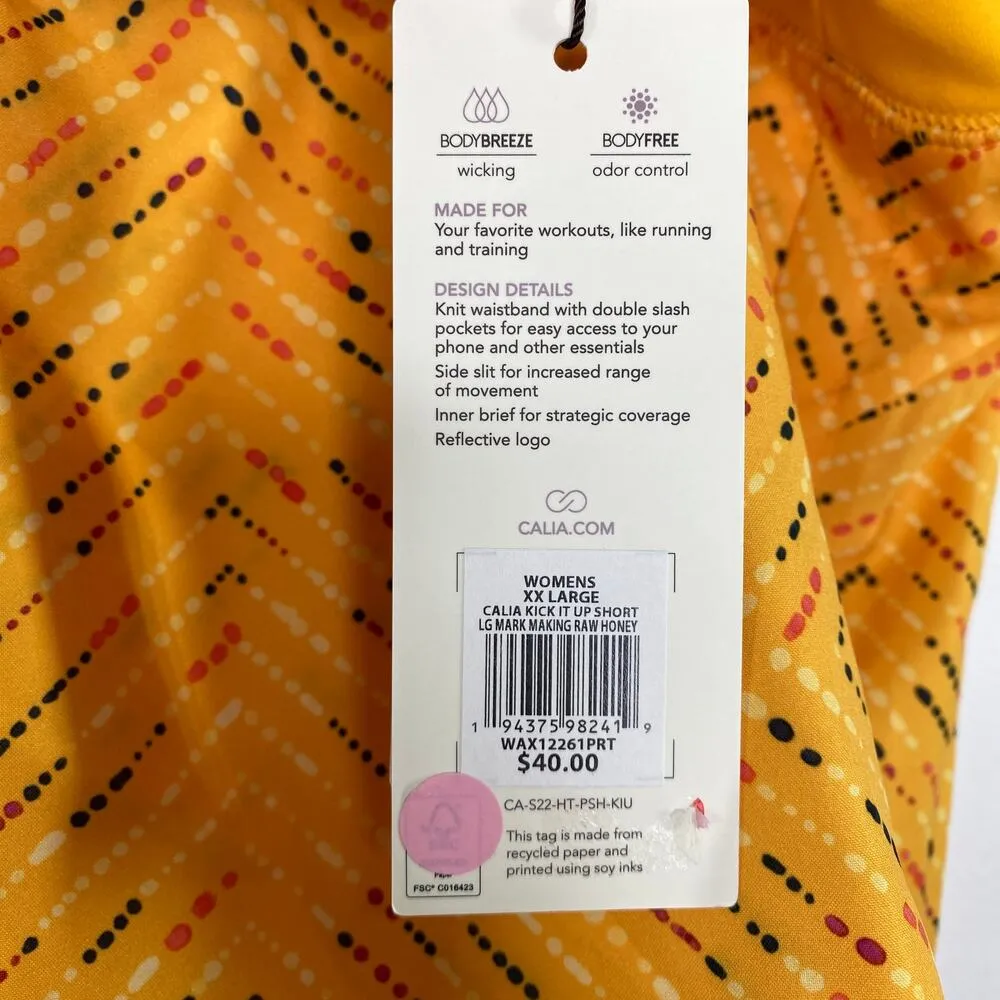 CALIA Womens Running Short Size XXL NWT Orange Training Workout 3" Inseam - Image 8