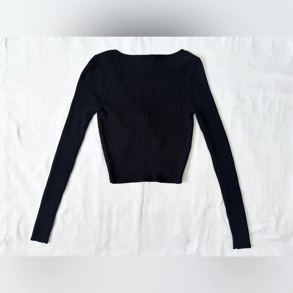NWT Abercrombie & Fitch Twist Front Sweater Top - Black - XS - Image 7