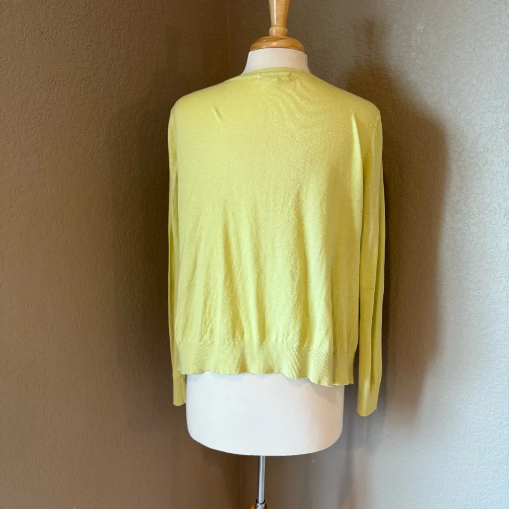 Forever 21 Light Green Neon Knit Cardigan Sweater Top Medium - Image 3