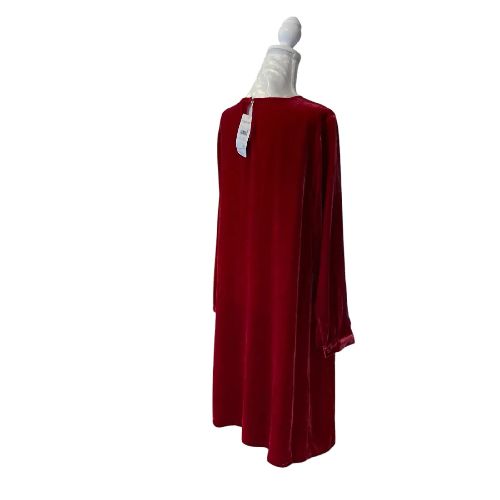 Eileen Fisher The System Ruby Red Silk Velvet Dress Womens Sz Small Knee Length - Image 5