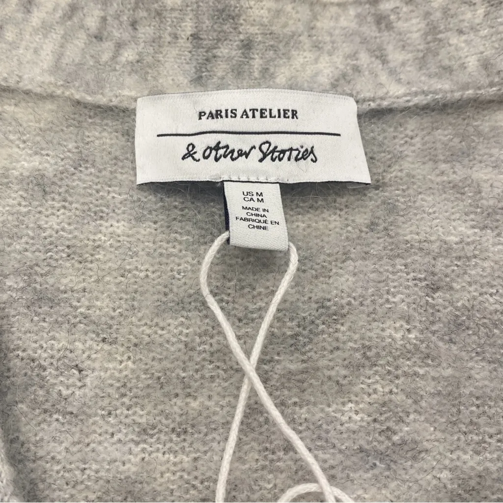 🌟& OTHER STORIES🌟 V NECK WOOL MOHAIR BLEND CARDIGAN GREY SZ M - Image 4
