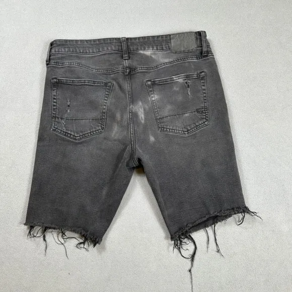 Aeropostale Denim Shorts 32 Womens Back Slim Cut Off Grey Ripped Distressed - Image 2