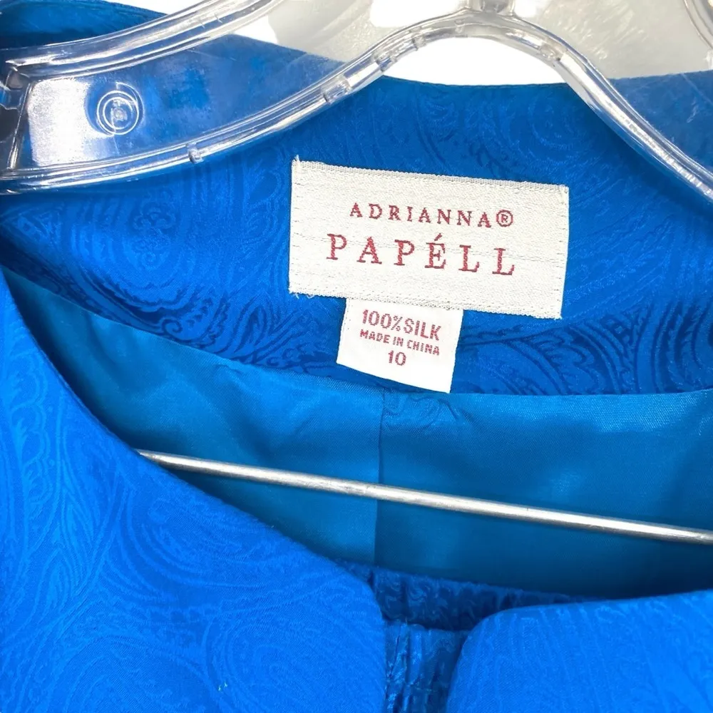 Adrianna Papell Vintage Blue Paisley 2 Piece Silk Skirt Set - Image 13