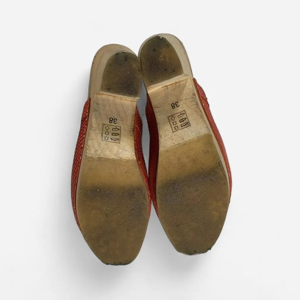 Free People Red Snakeskin Leather Platform Clogs EU 38 (US 7.5–8) - Image 4