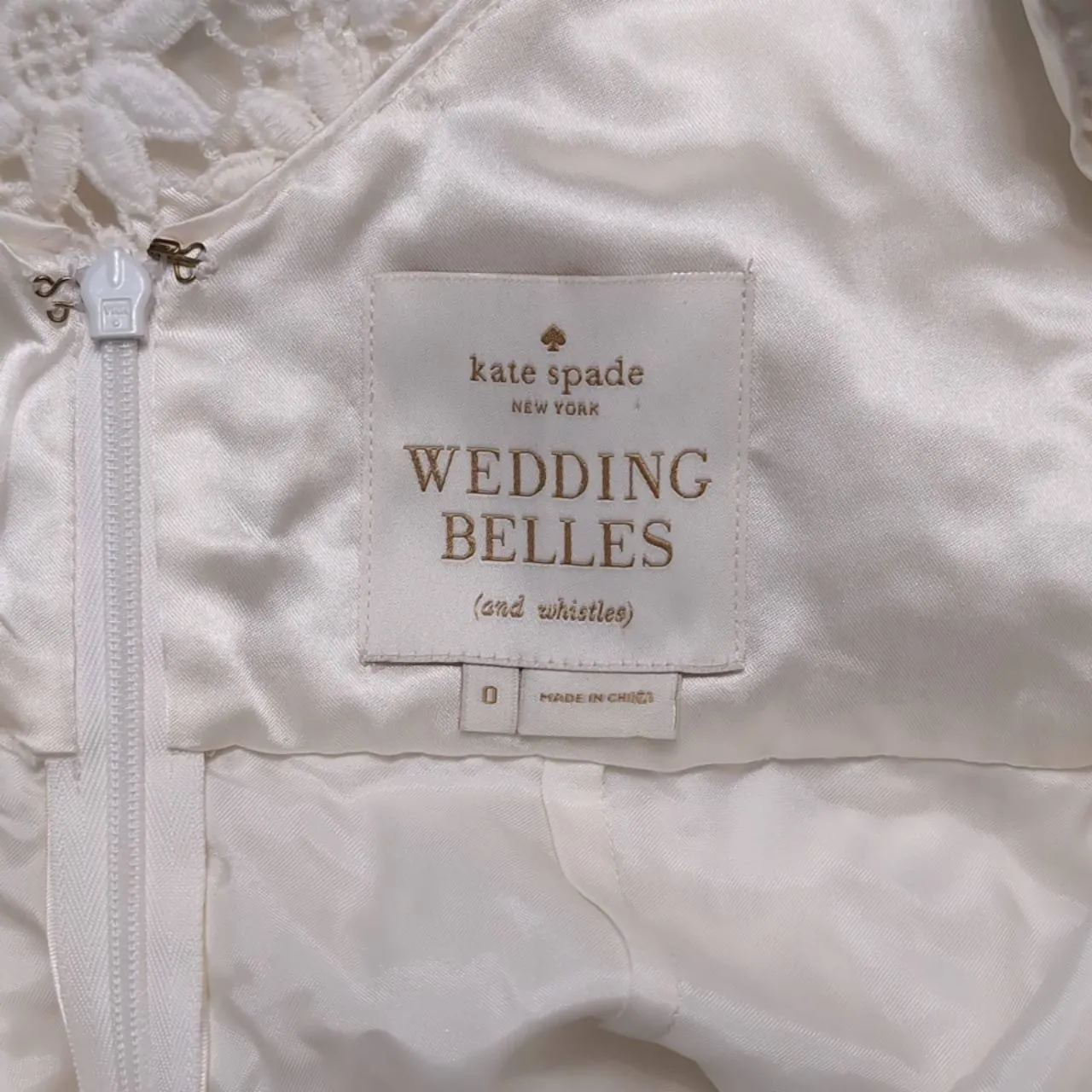 Kate Spade New York Wedding Belles White 3D Floral Lace V Neck Cocktail Dress 0 - Image 9