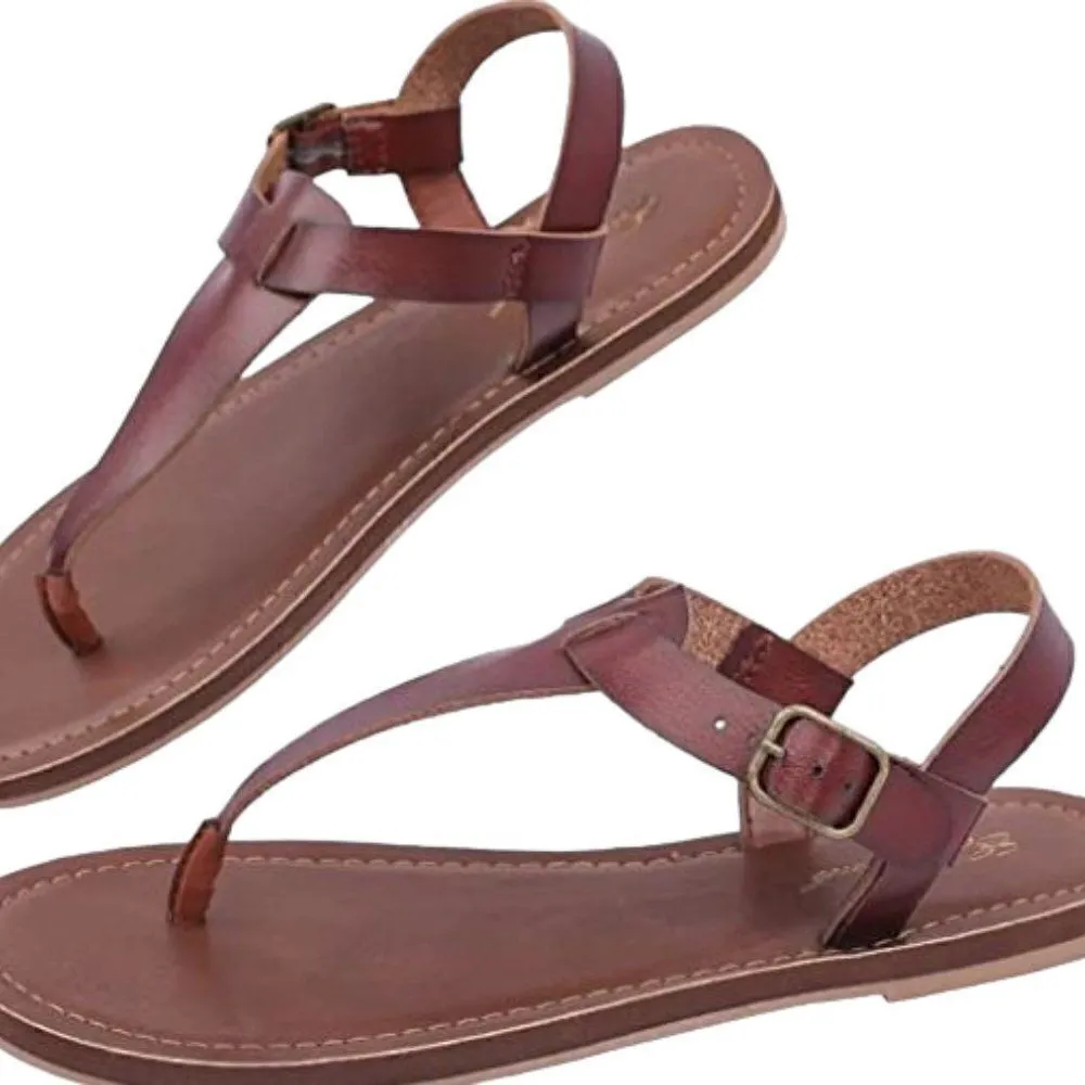 Brown T Strap Sandals! Brown Size 7 - Image 2
