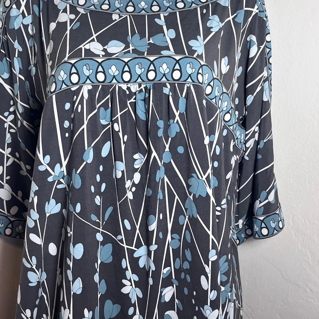 BCBG Maxazria Womens Top Size Large Tunic Stretchy Career Grey Blue - Image 2