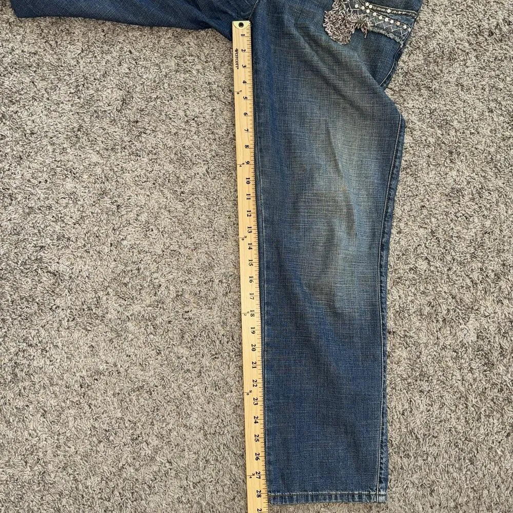 Scervino Street Woman’s Y2K Jeans Size 30 Embellished Beads Sequins XE6021 Italy Blue - Image 10