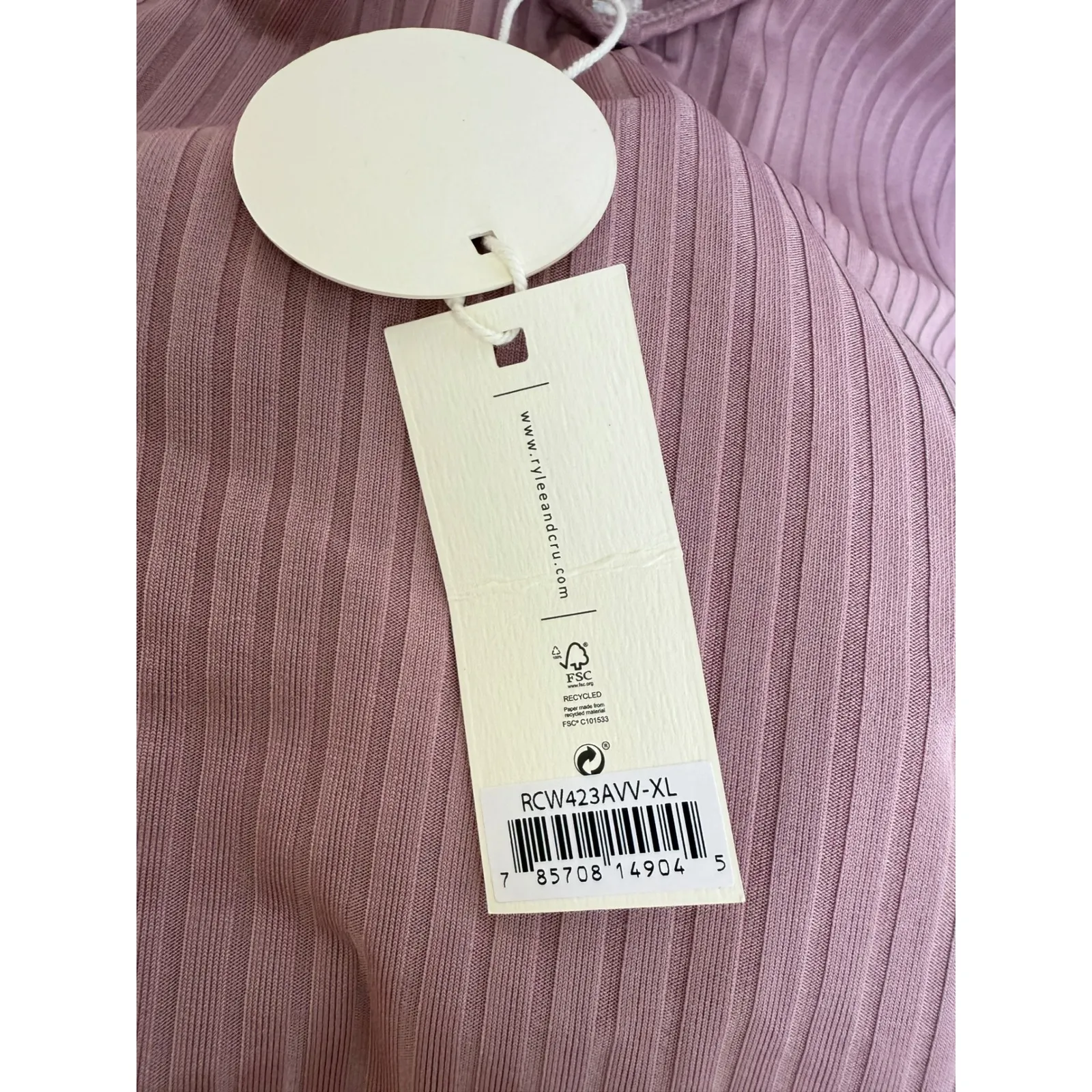 Rylee‎ and Cru Halter Mauve Pink Ribbed One Piece Swimsuit NWT Size XL - Image 7