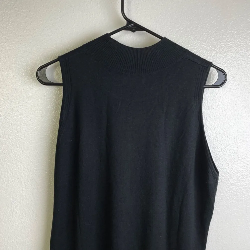 Anatomie Silk Wool Cashmere Sweater XL Black Sleeveless Knit *Flaw/Hole - Image 8
