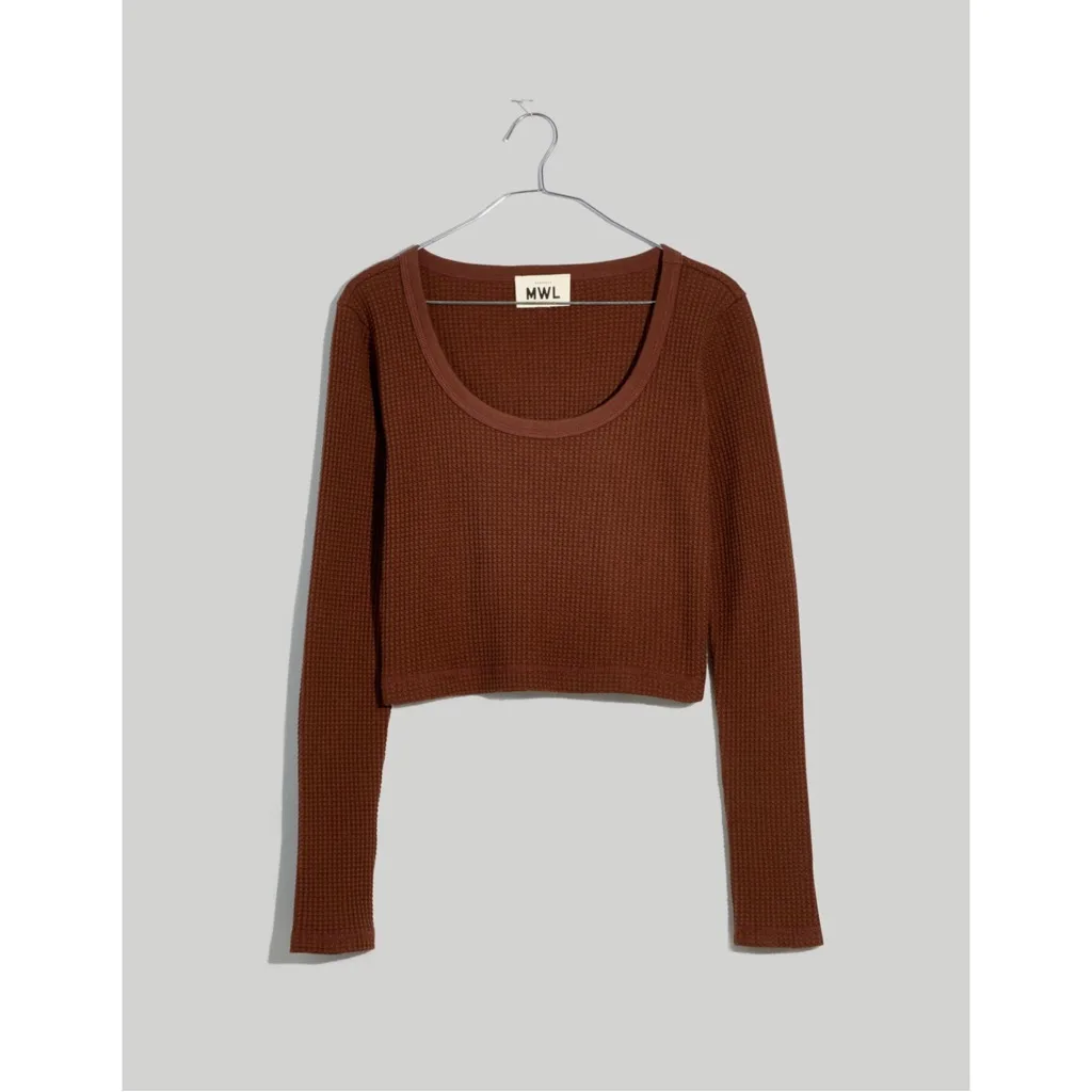 Madewell MWL Waffle Long-Sleeve Crop Tee - Image 3