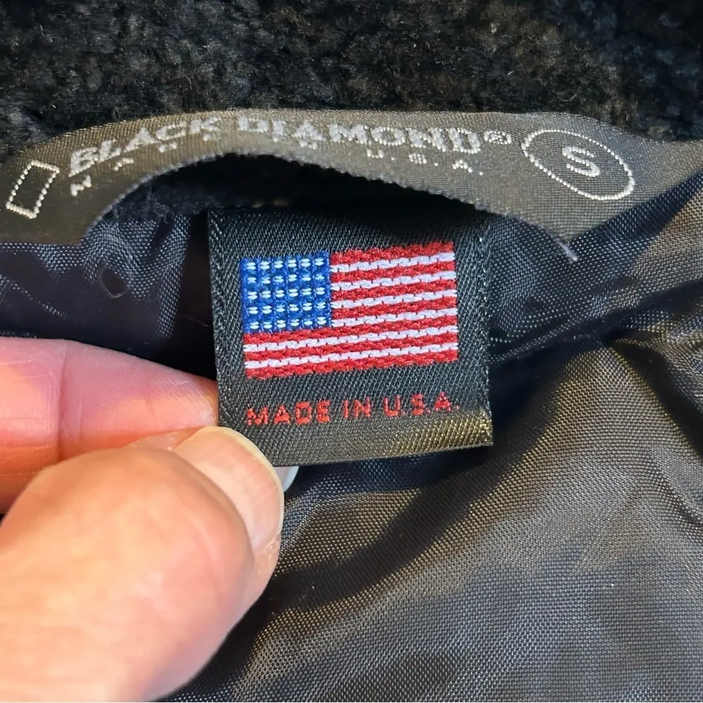 VTG Black Diamond Sherpa Fleece Botanical Floral Print Jacket Black Size Small - Image 10