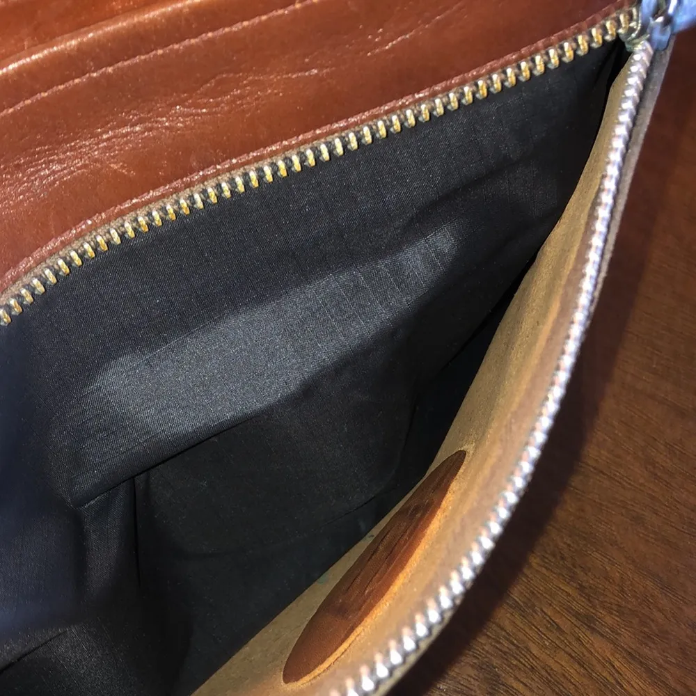 Vintage Brown Leather Retro Vintage Boho Clutch Purse Handbag - Image 12