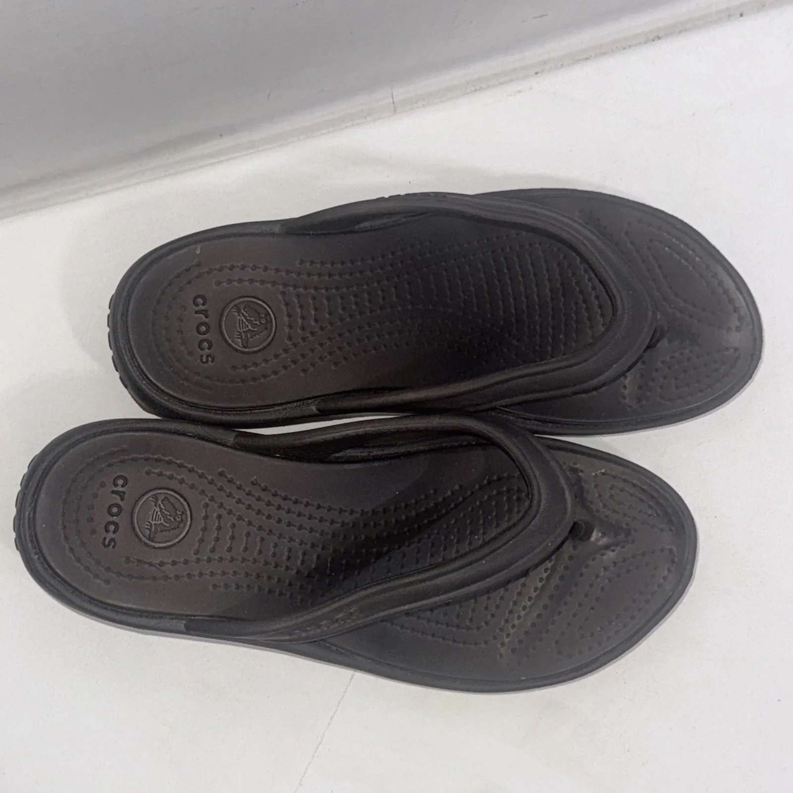 Crocs Brown Tan Classic Platform Retro Gorpcore Waterproof Wedge Flip Flops Sz 6 - Image 3