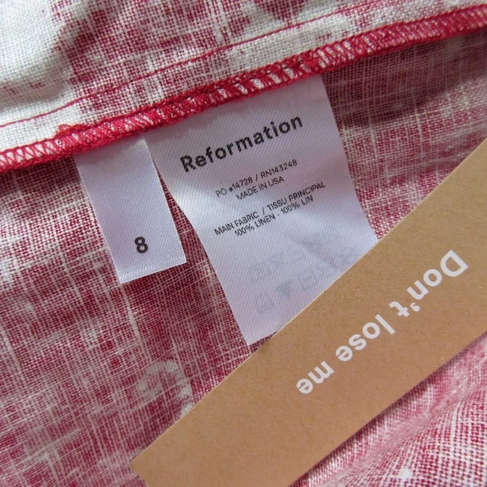 NWT Reformation Yucatan in Wildlife Red White Linen Halter Mini Dress 8 $198 - Image 4