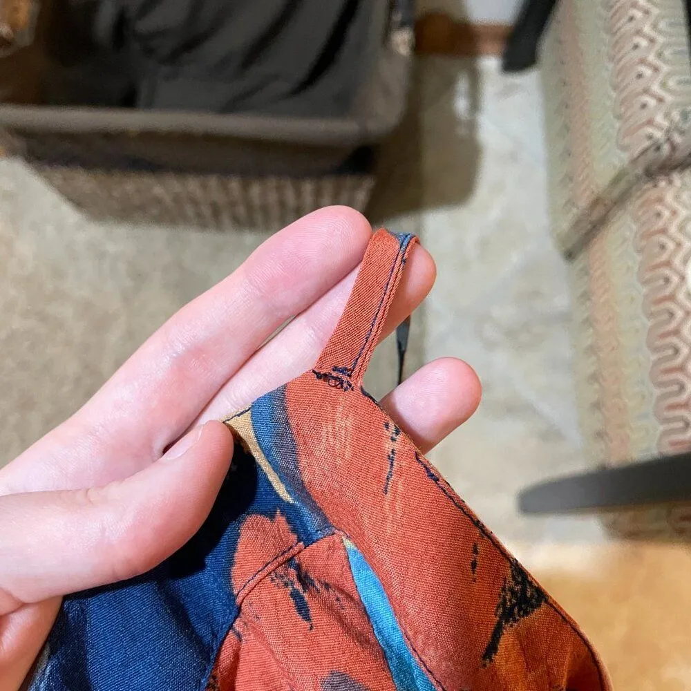 Rolla's Size S Small Eve Painted Tulip Button Front Midi Dress Orange - Image 12