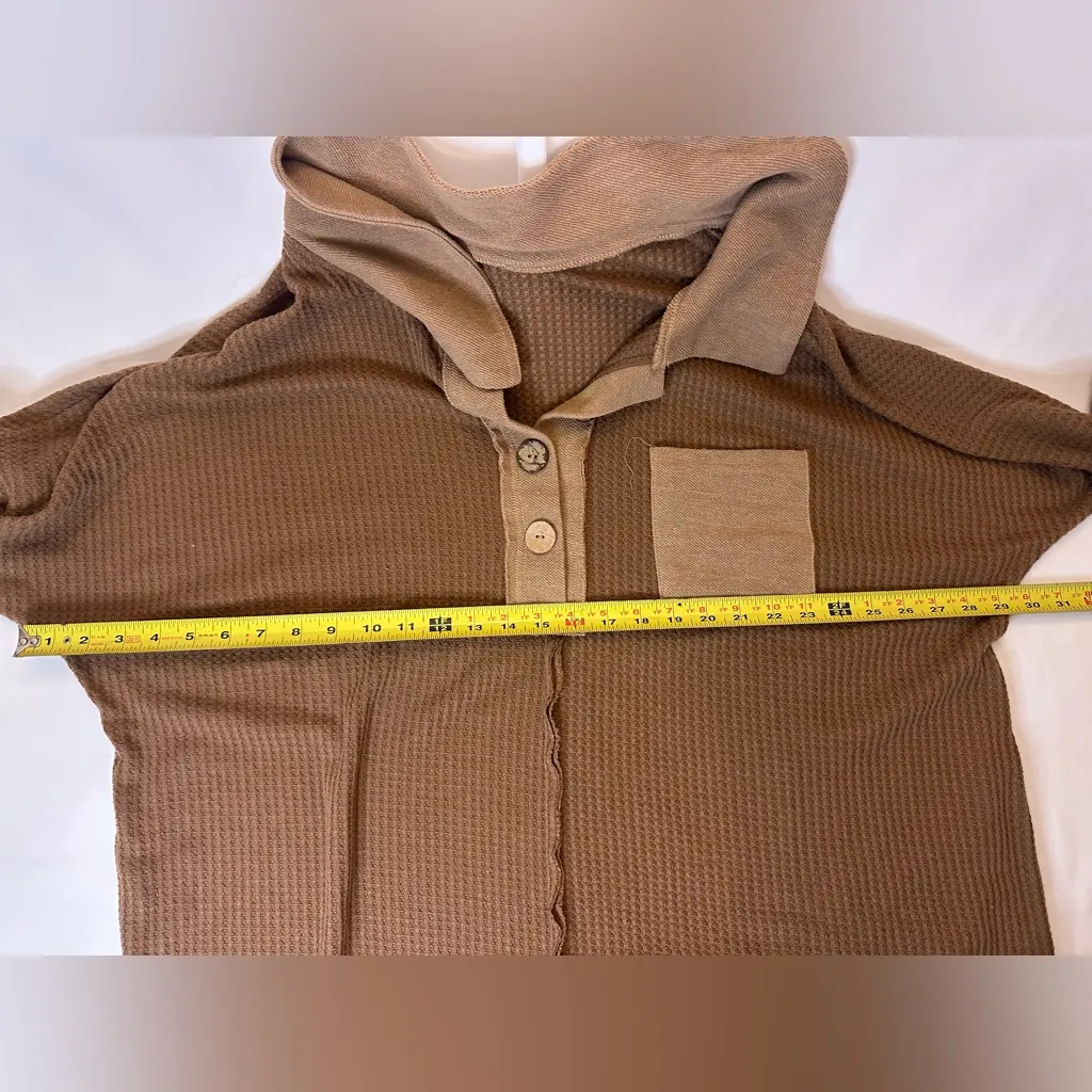 Boutique Waffle Knit Oversized Large Dress/Top Brown - Image 3