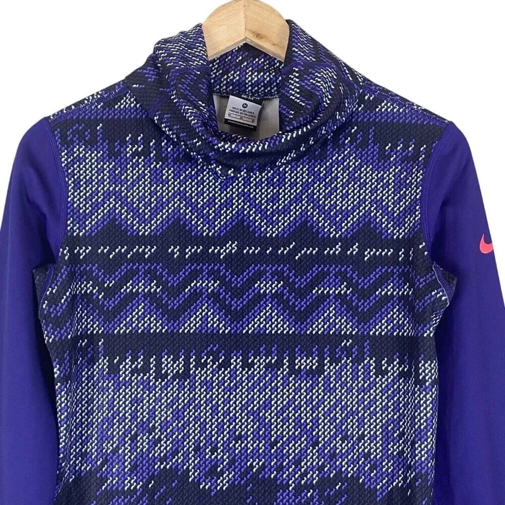 Nike Pro Hyperwarm Nordic Infinity Athletic Top Womens M Purple Funnel Neck - Image 3