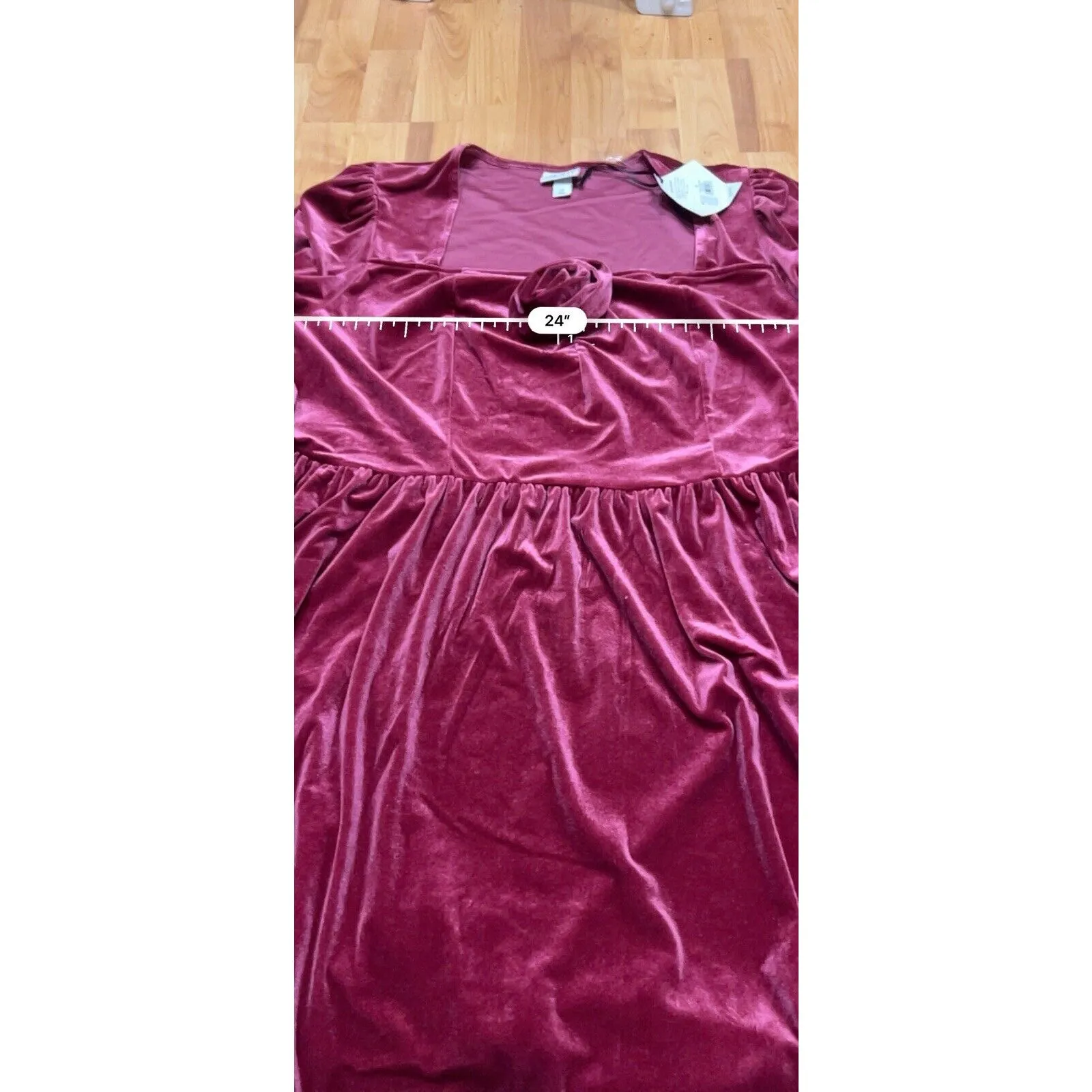 Ava & Viv Women's Long Sleeve Rosette Midi A-Line Dress -Cherry Red 3X NWT - Image 8