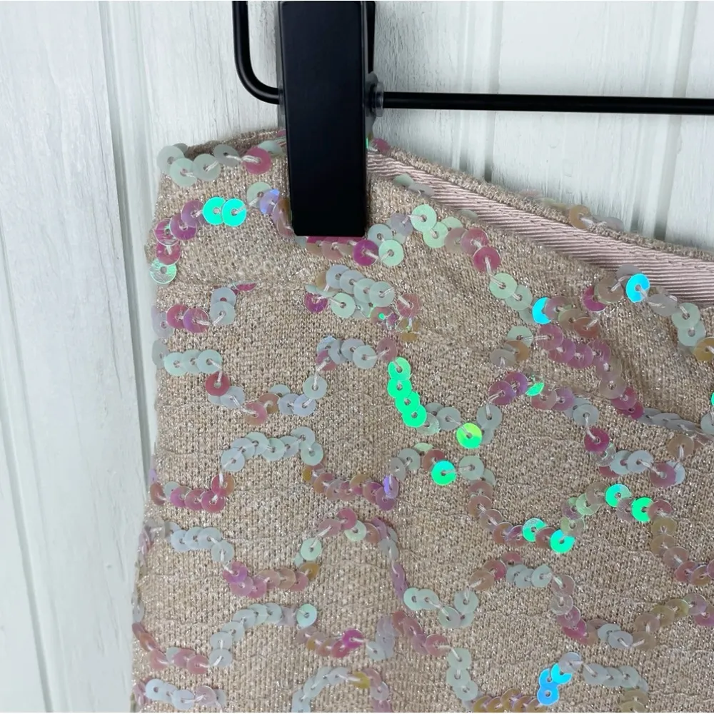 Anthropologie Ett Twa Showstopper Sequined Wide Leg Crop Pants Women's Size 0 - Image 6