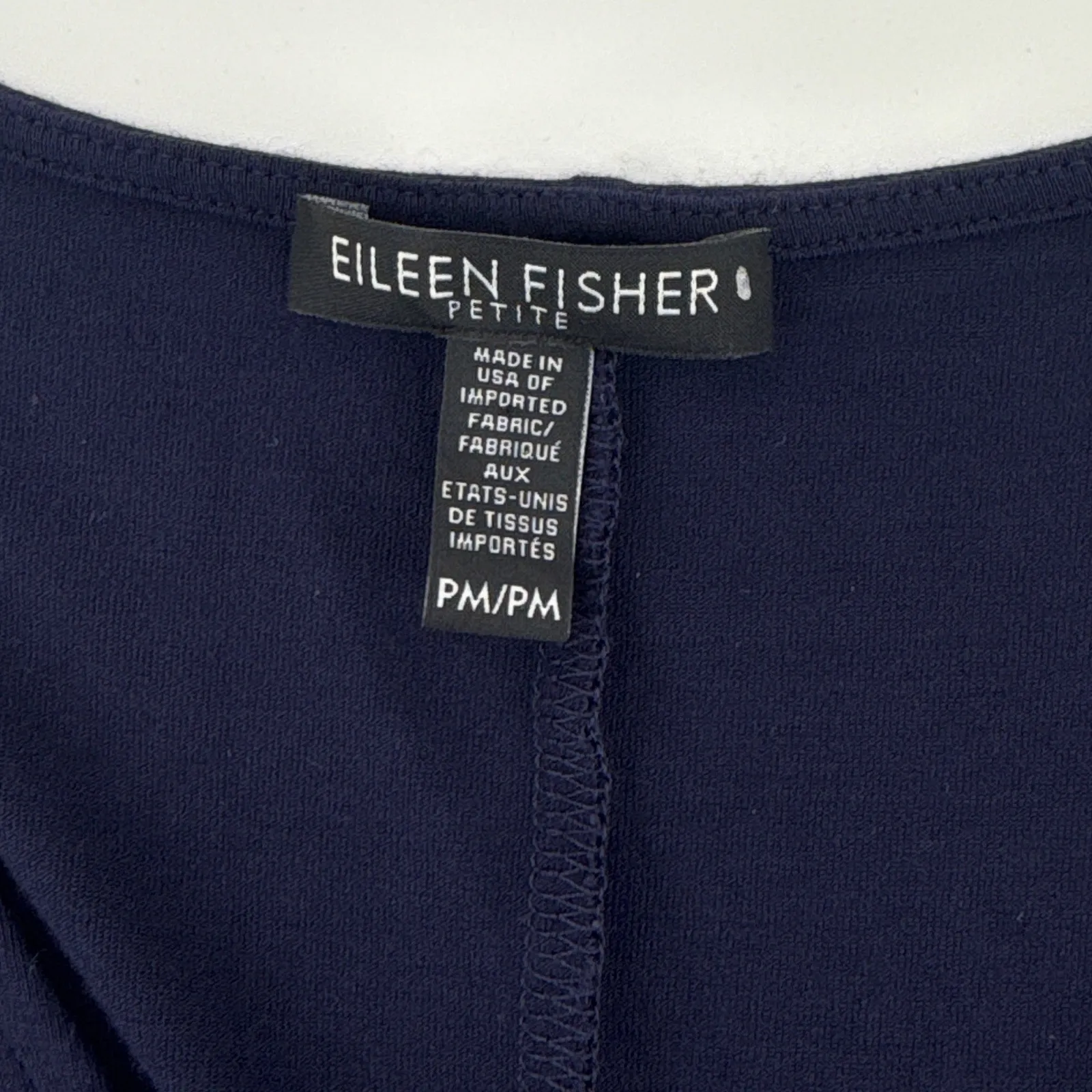 Eileen Fisher Petite Medium Navy Jersey Dress V Neck 3/4 Sleeve Asymmetrical Hem - Image 5