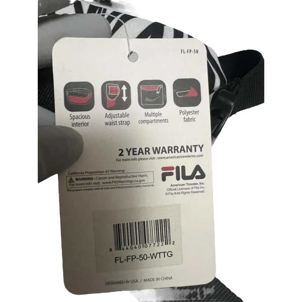 Fila Fanny Pack Unisex Adjustable Polyester Zebra Print Red 2 Pocket Ath… - Image 6
