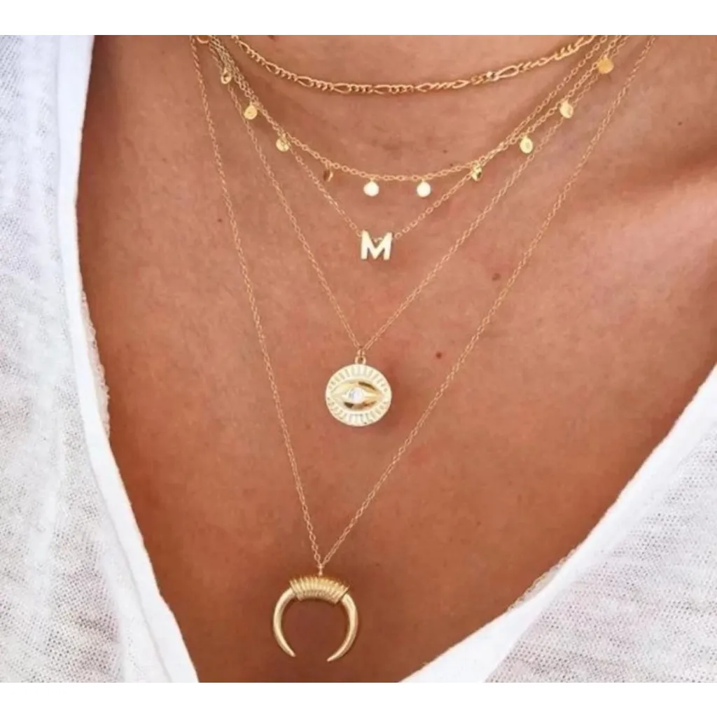 NEW Women's Letter F Dainty 14k Gold Filled‎ Block Necklace, 16-18” - Image 5