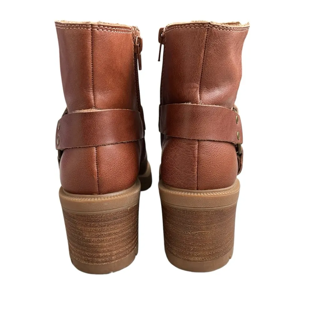 Lucky Brand Soxton Ankle Boots Leather Women’s Size 8 Block Heel Roasted Brown - Image 4