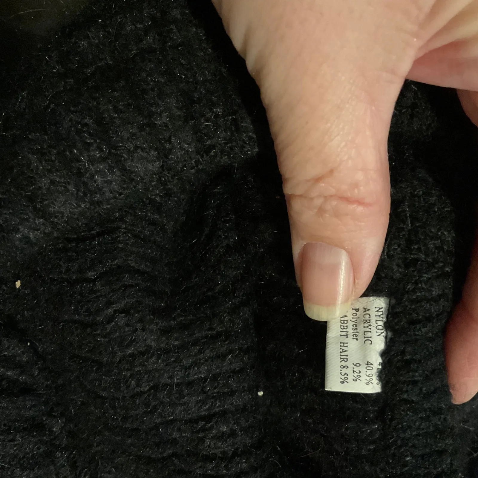 Rabbit fur Black Knit Hat Beanie with‎ Rhinestone Flower Accent Women's Fashion - Image 2