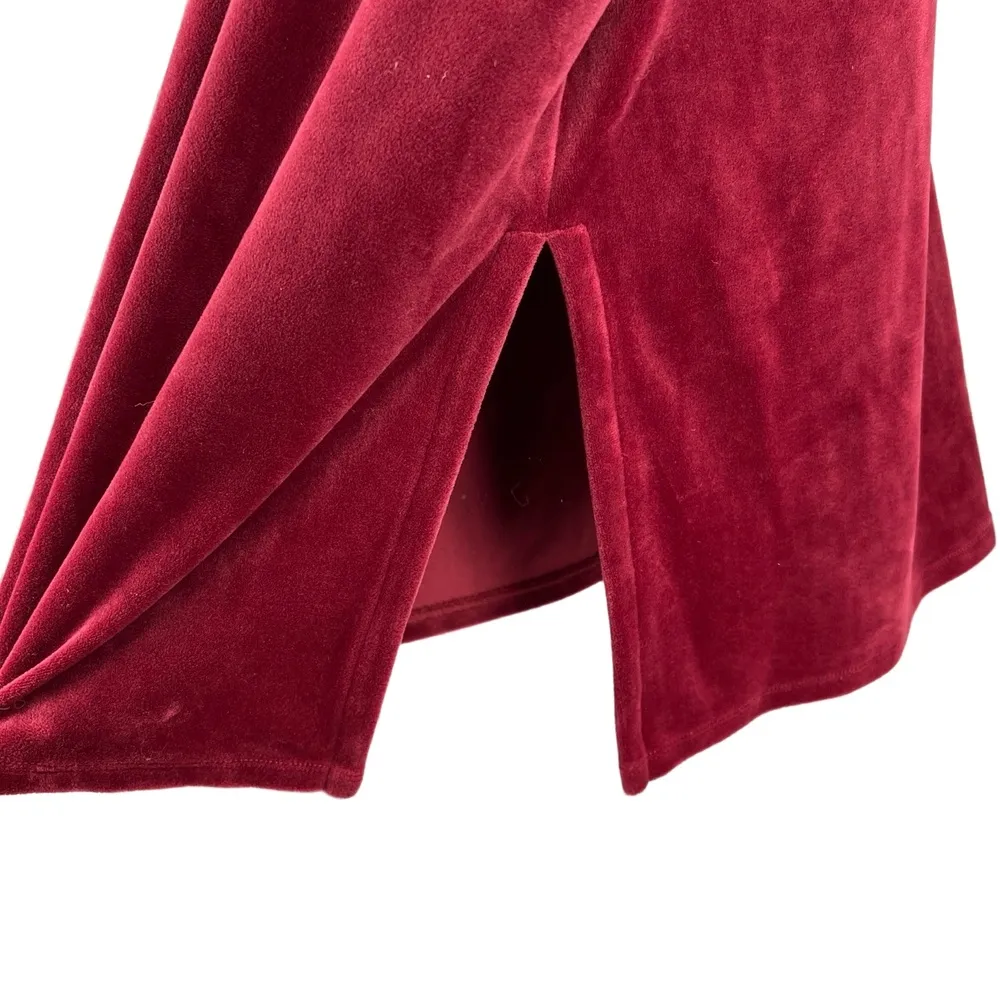 Pure Jill Tunic Blouse Burgundy Long Sleeve VNeck Velvet Side Slits Petite Med Red Size undefined - Image 3