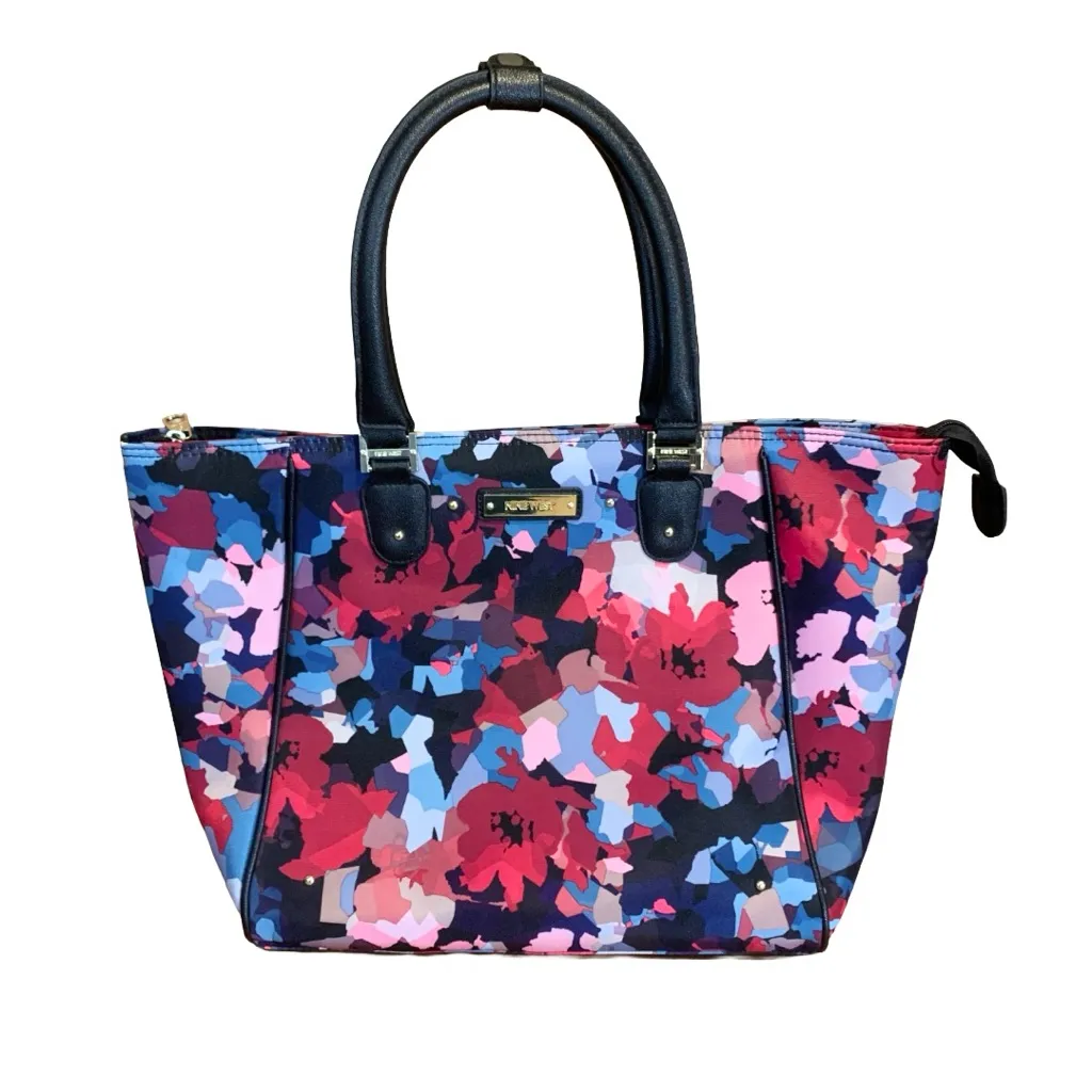 NINE WEST "ARIEANA" MULTI COLOR FLORAL CANVAS LAPTOP/TOTE WEEKENDER TRAVEL BAG - Image 2