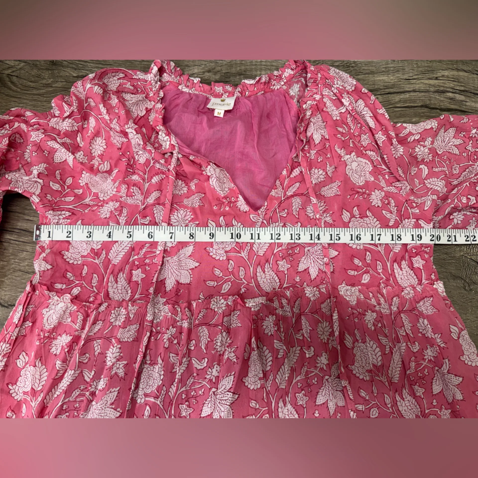 J Marie pink patterned short tired dress size medium - Image 4