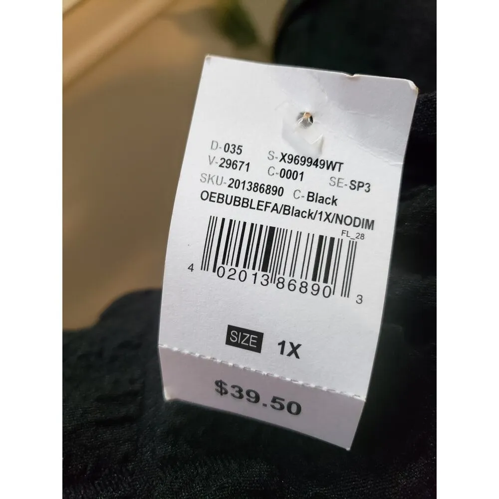 Jolie & Joy Blouse Top Women's 1X Black Textured Drawcord Adjustment Turtleneck - Image 6