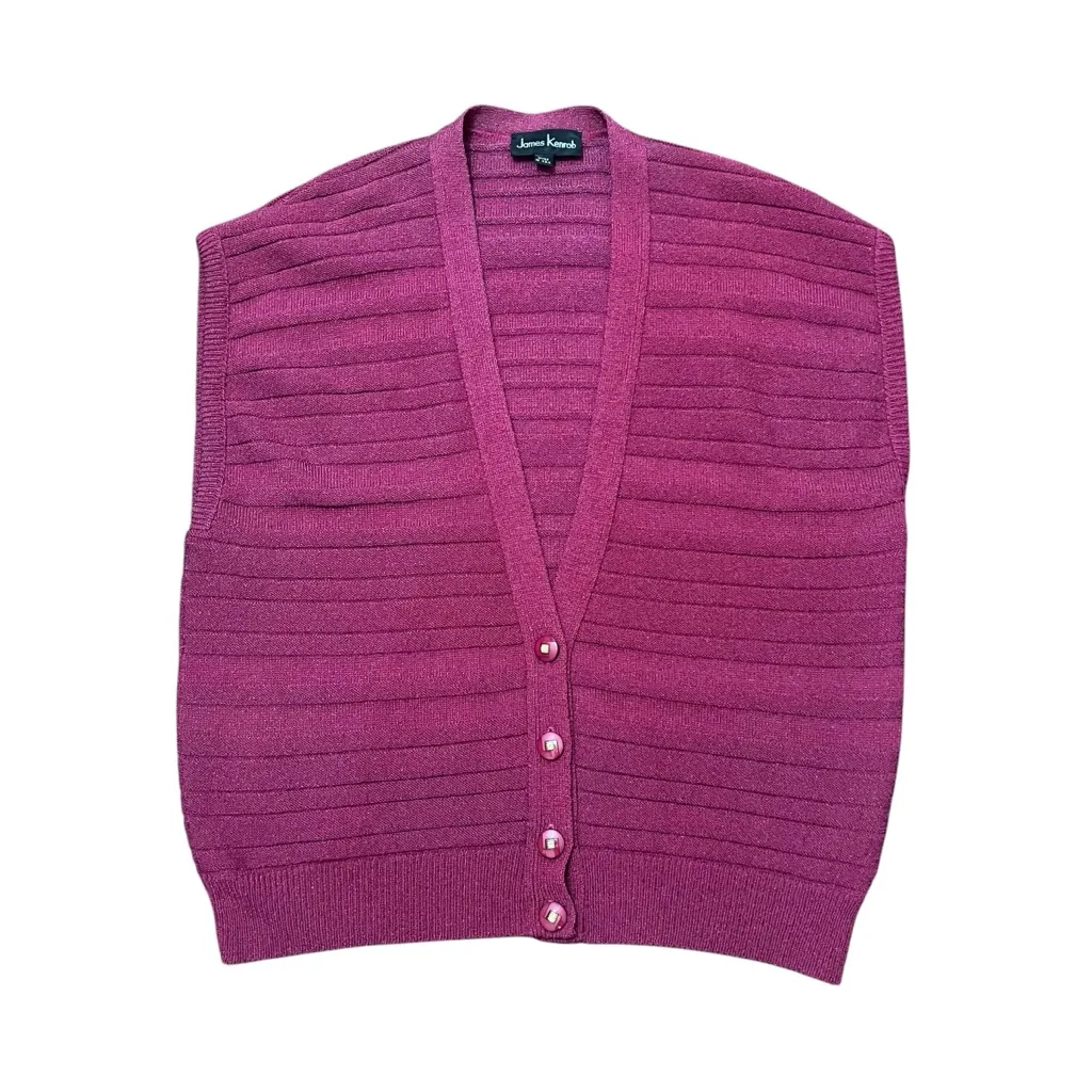 VTG 1970s James Kenrob Sweater Vest Button Front Pants Set Sz XL USA Union Made Pink - Image 15